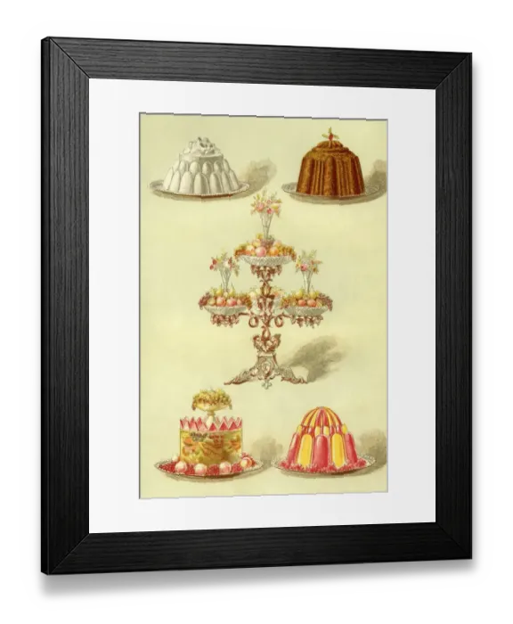 Framed Print : Blanc Mange Fruit Jelly Epergne Christmas Pudding Jelly in Two Colours Framed Print : Blanc Mange Fruit Jelly Epergne Christmas Pudding Jelly in Two Colours