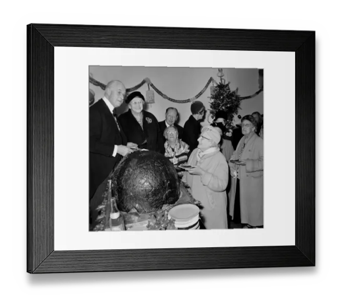 Framed Print : Giant Christmas Pudding Presented by Lord Mayor of London Aldeman Clement James Harman Framed Print : Giant Christmas Pudding Presented by Lord Mayor of London Aldeman Clement James Harman