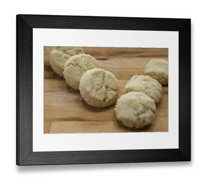 Framed Print : Melting Moments cookies on wooden suface credit: Marie-Louise Avery  /  thePictureKitchen