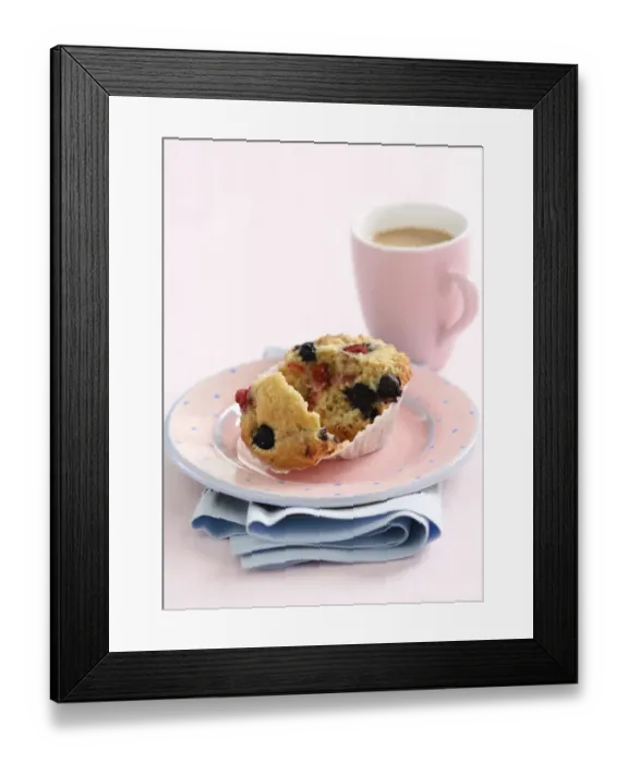 Framed Print : Muffin with raspberries and blackcurrants credit: Marie-Louise Avery  /  thePictureKitchen