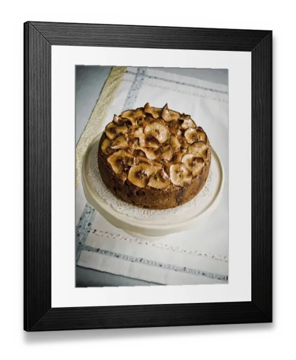 Framed Print : Apple fruit cake with cider and topping of glazed apple slices credit: Marie-Louise Framed Print : Apple fruit cake with cider and topping of glazed apple slices credit: Marie-Louise