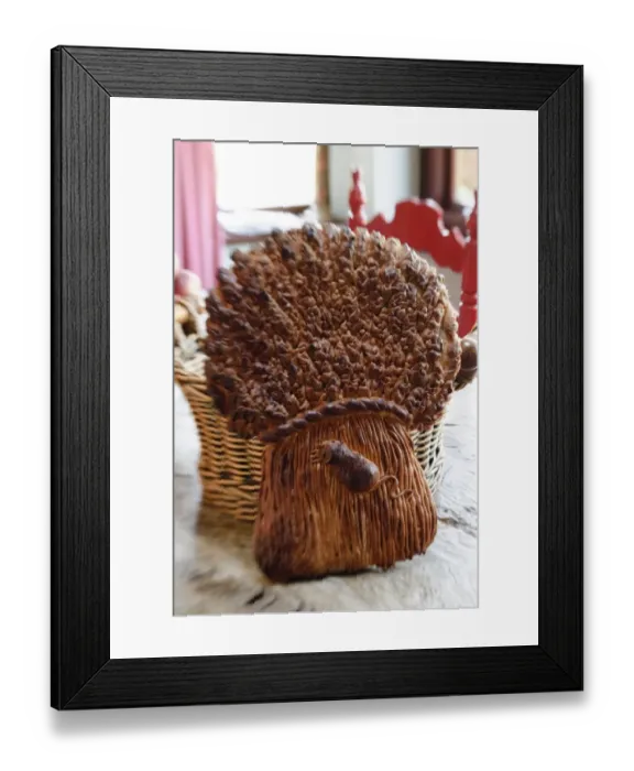 Framed Print : Decorative loaf in shape of sheaf of wheat with mouse for harvest festival credit