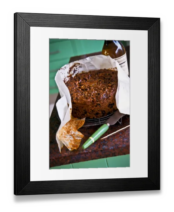 Framed Print : Homemade Christmas cake, being unwrapped from its greaseproof paper. credit: Marie-Louise Framed Print : Homemade Christmas cake, being unwrapped from its greaseproof paper. credit: Marie-Louise