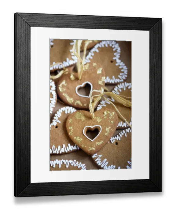 Framed Print : Swedish style ginger biscuits made to hang as christmas tree decorations credit Framed Print : Swedish style ginger biscuits made to hang as christmas tree decorations credit