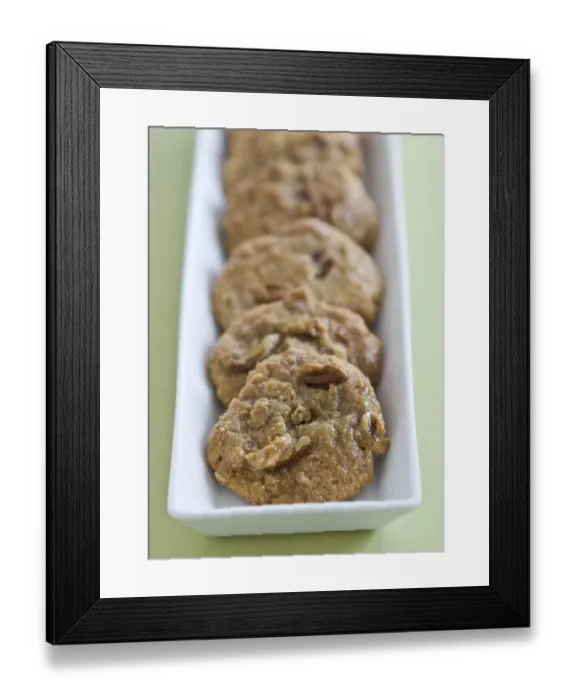 Framed Print : Caramel pecan cookies credit: Marie-Louise Avery  /  thePictureKitchen  /  TopFoto