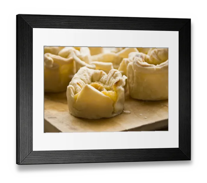 Framed Print : Home made portuguese style custard tarts with confectioners custard and puff pastry credit Framed Print : Home made portuguese style custard tarts with confectioners custard and puff pastry credit