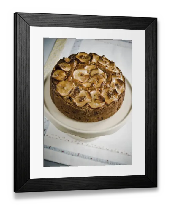 Framed Print : Apple fruit cake with cider and topping of glazed apple slices credit: Marie-Louise Framed Print : Apple fruit cake with cider and topping of glazed apple slices credit: Marie-Louise