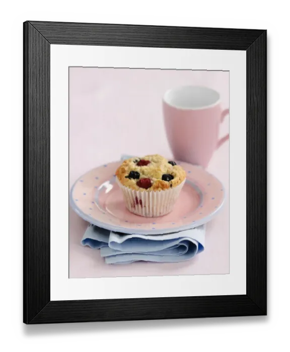 Framed Print : Muffin with raspberries and blackcurrants credit: Marie-Louise Avery / thePictureKitchen Framed Print : Muffin with raspberries and blackcurrants credit: Marie-Louise Avery / thePictureKitchen