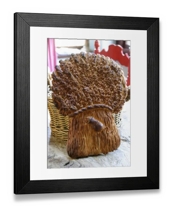 Framed Print : Decorative loaf in shape of sheaf of wheat with mouse for harvest festival credit