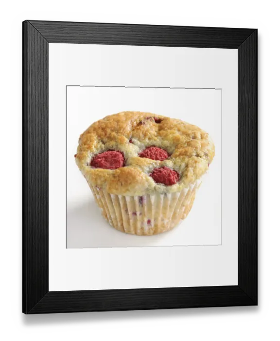 Framed Print : Raspberry muffins on white background credit: Marie-Louise Avery / thePictureKitchen Framed Print : Raspberry muffins on white background credit: Marie-Louise Avery / thePictureKitchen