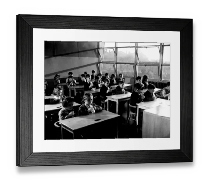 Framed Print : Children drinking milk at school. 1951 Framed Print : Children drinking milk at school. 1951