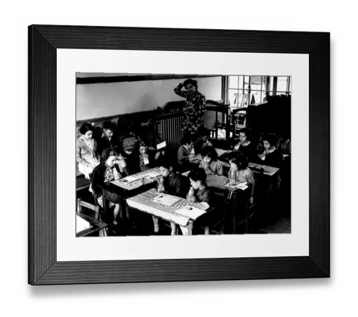 Framed Print : Children drinking milk at school. 1955 Framed Print : Children drinking milk at school. 1955