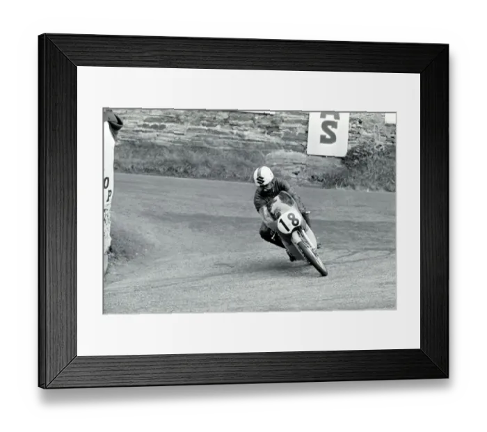 Framed Print : Douglas, Isle Of Man: Irelands Ralph Bryans, on a Honda, comes out of Governor s