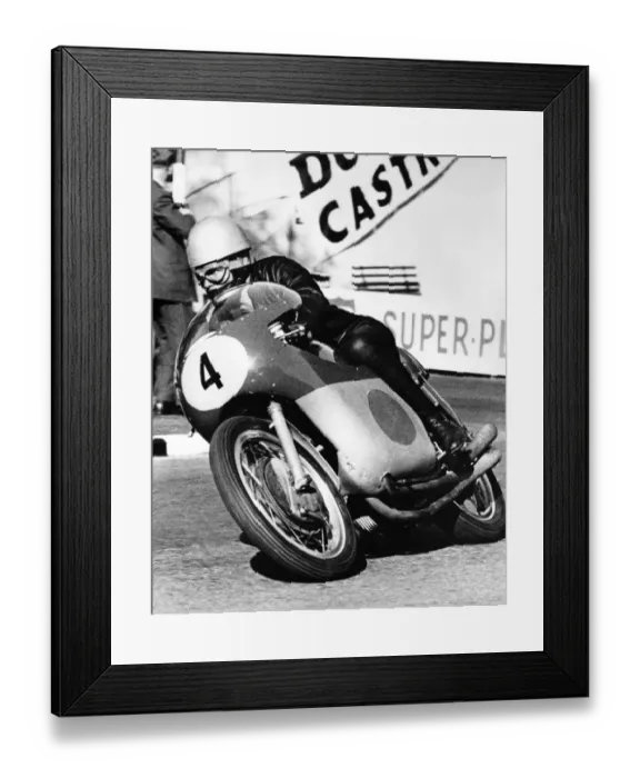 Framed Print : Gary Hocking, one of the favourites for Senior TT at the Isle of Man, is seen in Framed Print : Gary Hocking, one of the favourites for Senior TT at the Isle of Man, is seen in