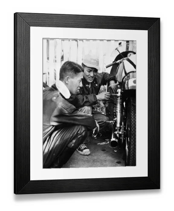 Framed Print : Isle of Man: N Taniguchi, one of the members of the Japanese motorbike team here Framed Print : Isle of Man: N Taniguchi, one of the members of the Japanese motorbike team here