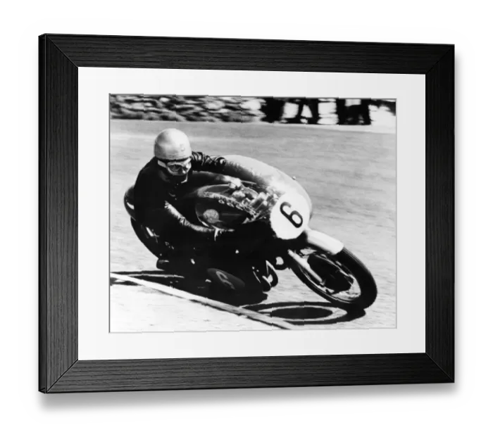Framed Print : Gary Hocking, riding his MV Agusta into second place at the 350cc class in the Junior