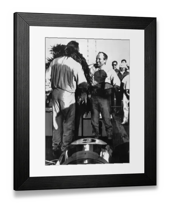 Framed Print : John Surtees congratulates Mexican Grand Prix winner Dan Gurney of Costa Mesa California Framed Print : John Surtees congratulates Mexican Grand Prix winner Dan Gurney of Costa Mesa California