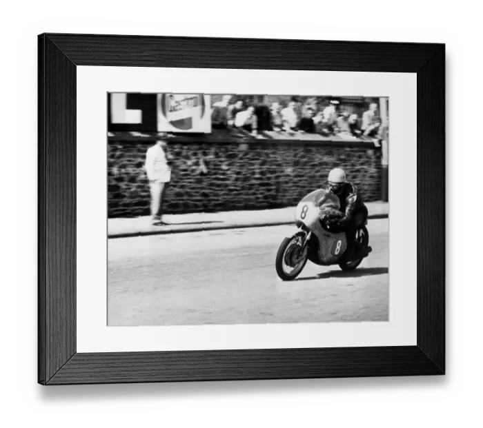 Framed Print : Isle of Man: Jim Redman pictured at speed on his new four-cylinder Honda during Framed Print : Isle of Man: Jim Redman pictured at speed on his new four-cylinder Honda during