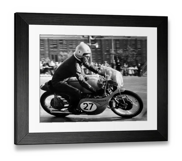 Framed Print : Isle of Man: One of the Japanese team members T Tanaka speeds round thes maller Clypse