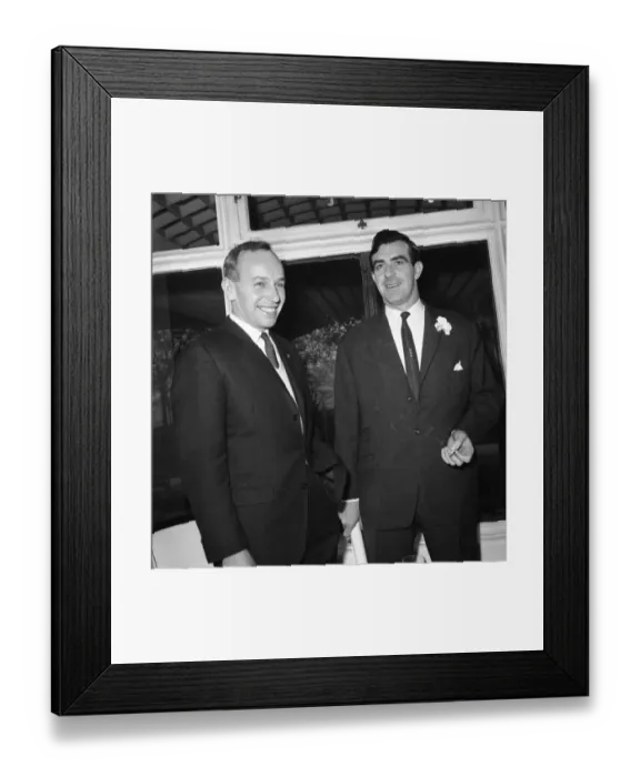 Framed Print : John Surtees stands with cricketer Fred Trueman at the Men of the Year luncheon Framed Print : John Surtees stands with cricketer Fred Trueman at the Men of the Year luncheon
