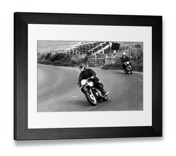 Framed Print : Isle of man, United Kingdom: wearing black leather racing gear, Lord Snowdon, husband Framed Print : Isle of man, United Kingdom: wearing black leather racing gear, Lord Snowdon, husband