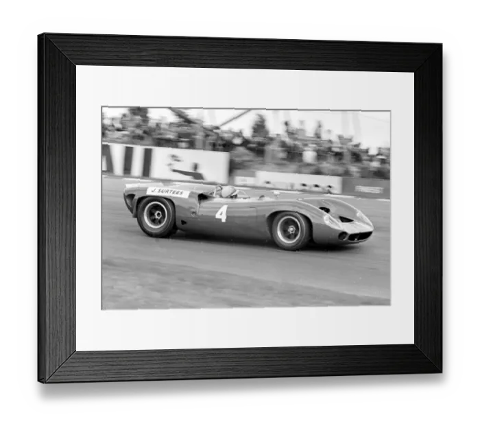 Framed Print : Brands Hatch, Kent, England: Britains John Surtees driving his Lola 70 Chevfrolet Framed Print : Brands Hatch, Kent, England: Britains John Surtees driving his Lola 70 Chevfrolet