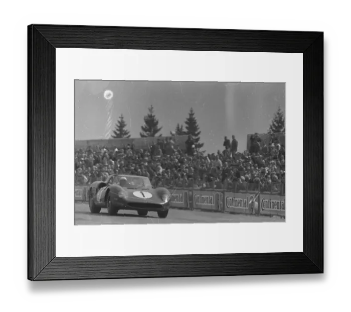Framed Print : The Ferrari of John Surtees and Ludovico Scarfiotti pictured in their Ferrari during