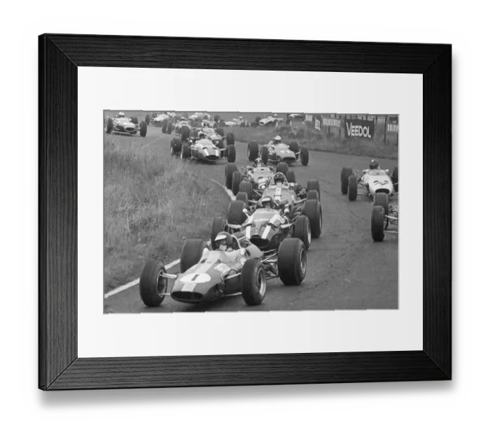Framed Print : The pack at the first bend of the German Grand Prix started at Nurburgring front to back