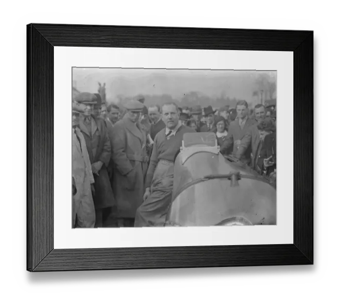 Framed Print : John Cobb breaks Brooklands lap record. Mr John Cobb, driving the 400 hp Napier Railton car Framed Print : John Cobb breaks Brooklands lap record. Mr John Cobb, driving the 400 hp Napier Railton car