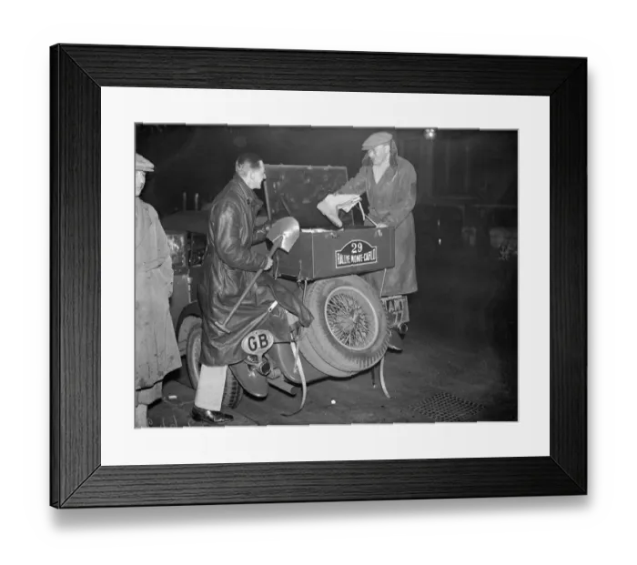 Framed Print : Lord De Clifford leaves London for Athens - a competitor in the Monte Carlo Rally motor run Framed Print : Lord De Clifford leaves London for Athens - a competitor in the Monte Carlo Rally motor run