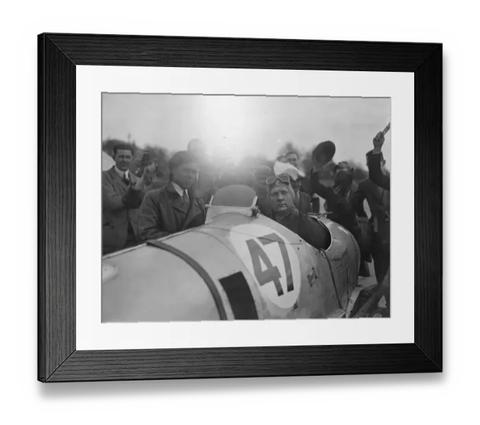 Framed Print : John Cobb wins British Empire Trophy Race at Brooklands. John Cobb, in a delage car Framed Print : John Cobb wins British Empire Trophy Race at Brooklands. John Cobb, in a delage car