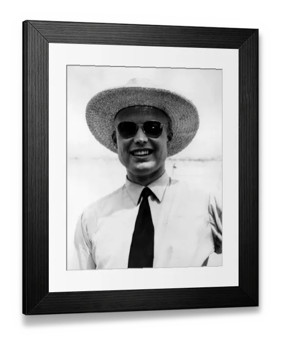 Framed Print : Mike Hawthorn seen at the Monza track when he took part in the Valuable Supercortemaggiori