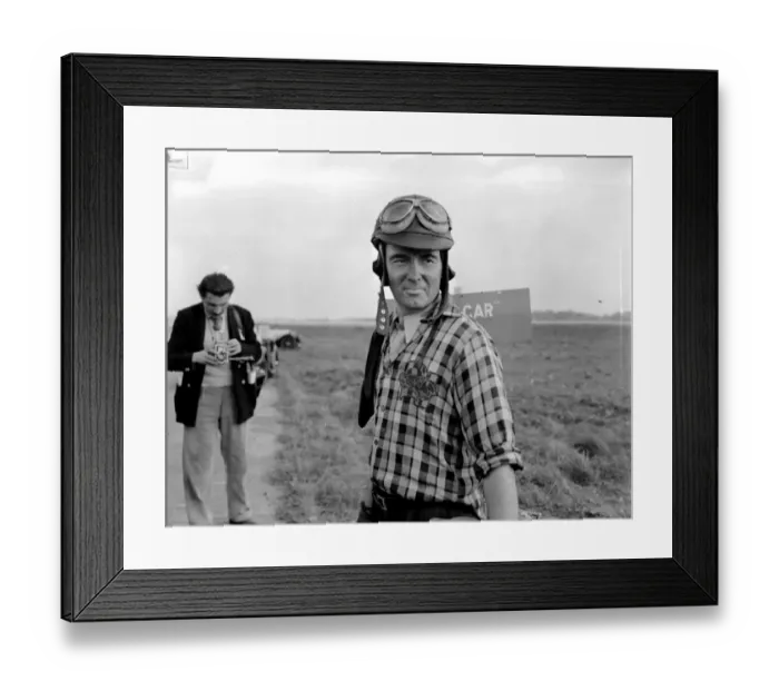 Framed Print : Spike Rhiando (U. S. A) driver the 500 c. c. J. A. P. car which won the 500 c. c. race Framed Print : Spike Rhiando (U. S. A) driver the 500 c. c. J. A. P. car which won the 500 c. c. race