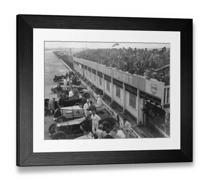 Framed Print : Crowds throng Brooklands for great Easter opening meeting. Easter holiday crowds Framed Print : Crowds throng Brooklands for great Easter opening meeting. Easter holiday crowds
