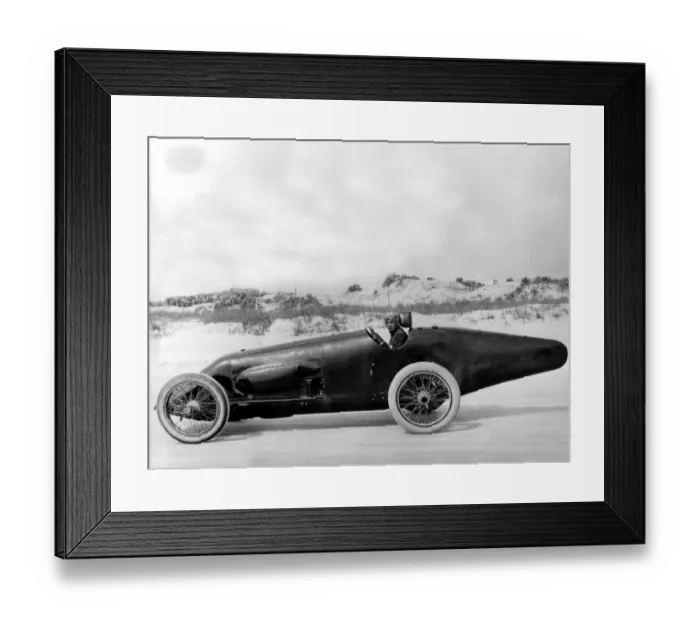 Framed Print : Tommy Milton in Duesenberg land speed record car at Daytona Beach Florida 1920 he Framed Print : Tommy Milton in Duesenberg land speed record car at Daytona Beach Florida 1920 he