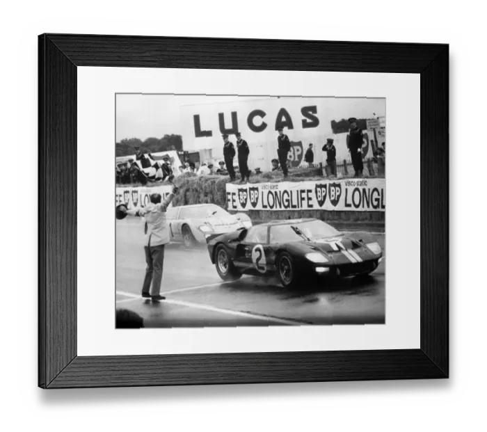 Framed Print : Official final placings in the 24-hour sports car race were in No 2 Ford, Bruce McLaren Framed Print : Official final placings in the 24-hour sports car race were in No 2 Ford, Bruce McLaren
