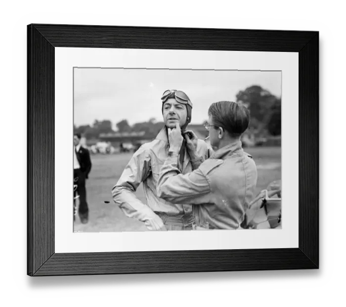 Framed Print : Raymond Mays preparing for a race. 29 June 1939 Framed Print : Raymond Mays preparing for a race. 29 June 1939