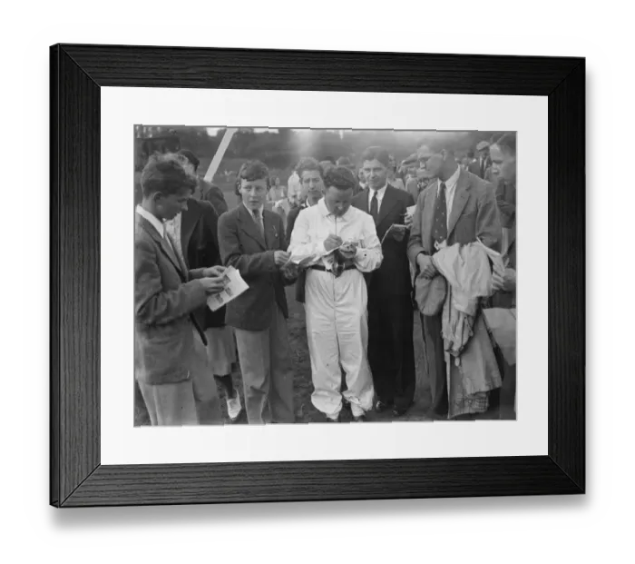 Framed Print : H L Hadley signing autographs after winning the Imperial Trophy at Crystal Palace Racing Framed Print : H L Hadley signing autographs after winning the Imperial Trophy at Crystal Palace Racing
