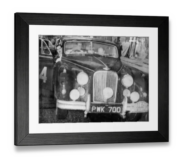 Framed Print : Monte Carlo : The british team in their Jaguar which won the Monte Carlo Rally Framed Print : Monte Carlo : The british team in their Jaguar which won the Monte Carlo Rally