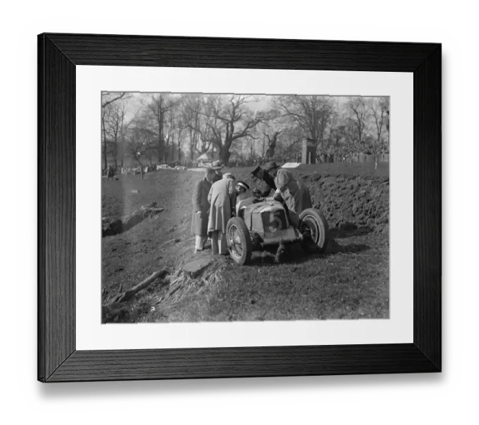 Framed Print : Driver escapes in 100 miles an hour crash at British Empire trophy races. Wel Handley Framed Print : Driver escapes in 100 miles an hour crash at British Empire trophy races. Wel Handley