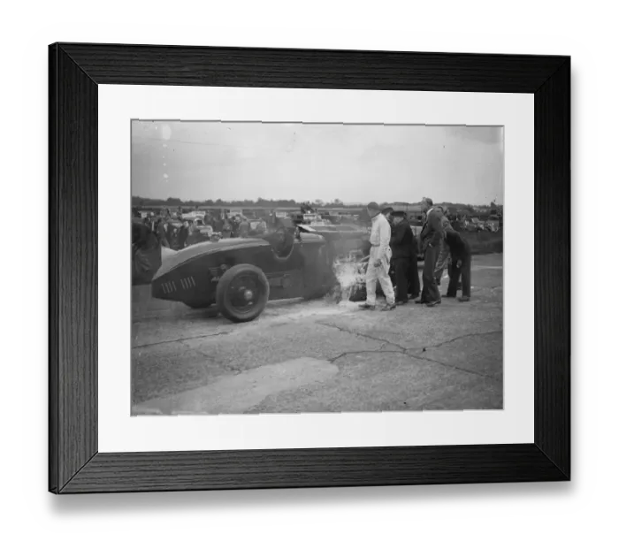 Framed Print : Car Blows up and Bursts Into Flames In Big Race At Brooklands The Leyland - Thomas Framed Print : Car Blows up and Bursts Into Flames In Big Race At Brooklands The Leyland - Thomas