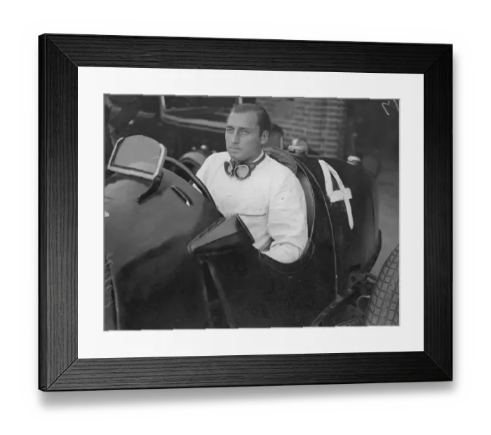 Framed Print : Hans Ruesch Swiss racing driver winner in his car Framed Print : Hans Ruesch Swiss racing driver winner in his car