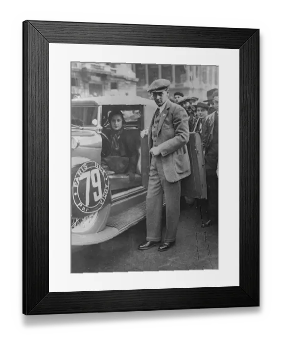 Framed Print : Prince Nicholas of Romania and bride compete in Paris to Nice motor race Framed Print : Prince Nicholas of Romania and bride compete in Paris to Nice motor race