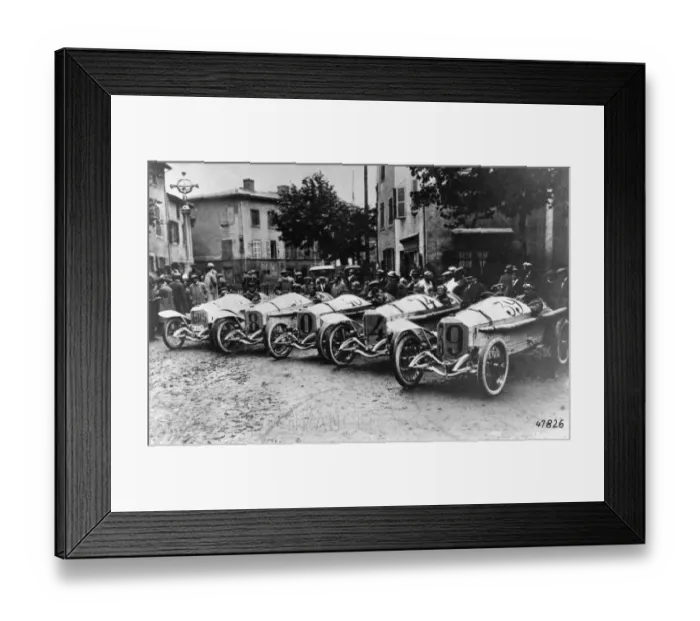 Framed Print : The five German Mercedes cars lined up before the ACF Grand Prix of 1914, the defining Framed Print : The five German Mercedes cars lined up before the ACF Grand Prix of 1914, the defining