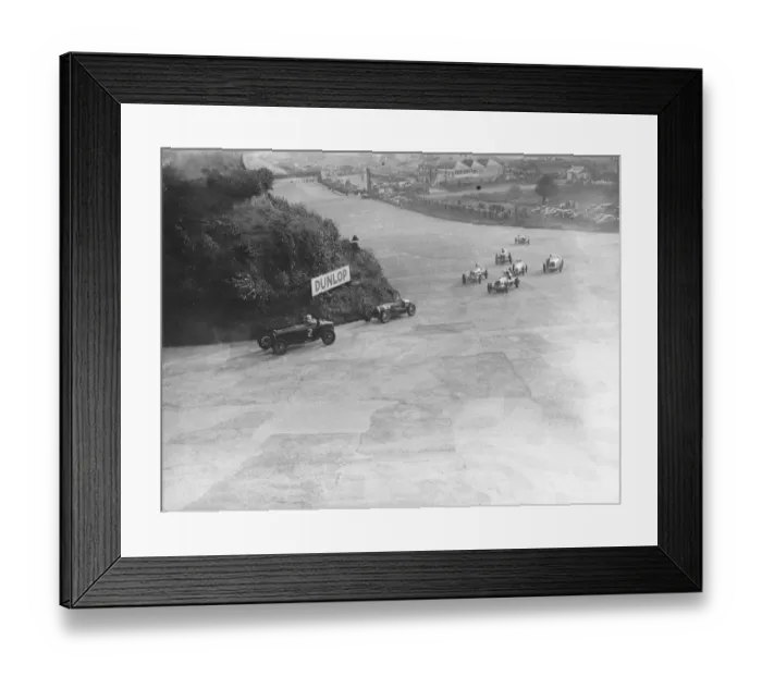 Framed Print : Cornering in mountain handicap at Brooklands. Cars taking the mountain corner in Framed Print : Cornering in mountain handicap at Brooklands. Cars taking the mountain corner in