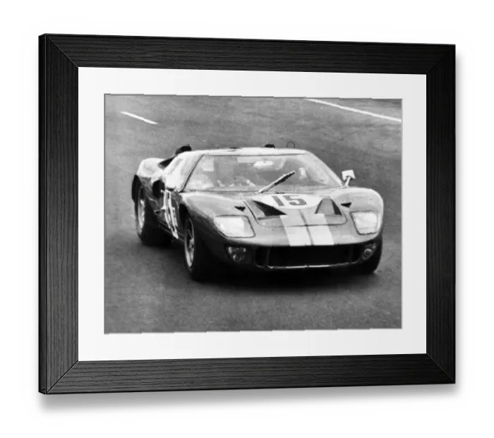 Framed Print : An American Ford 4 L7 shown during its first test run over the Le Mans circuit, 2 April 1966 Framed Print : An American Ford 4 L7 shown during its first test run over the Le Mans circuit, 2 April 1966