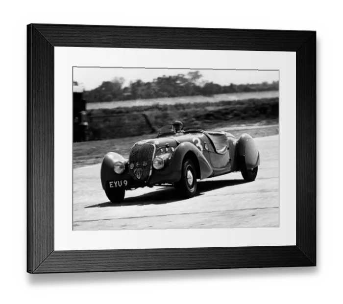 Framed Print : Peugeot two seater taking part in the Fastest Road Car race at Brooklands in May 1939 Framed Print : Peugeot two seater taking part in the Fastest Road Car race at Brooklands in May 1939
