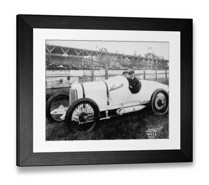 Framed Print : Pete Henderson in a 1916 Maxwell at The Indianapolis Motor Speedway, Indiana, USA