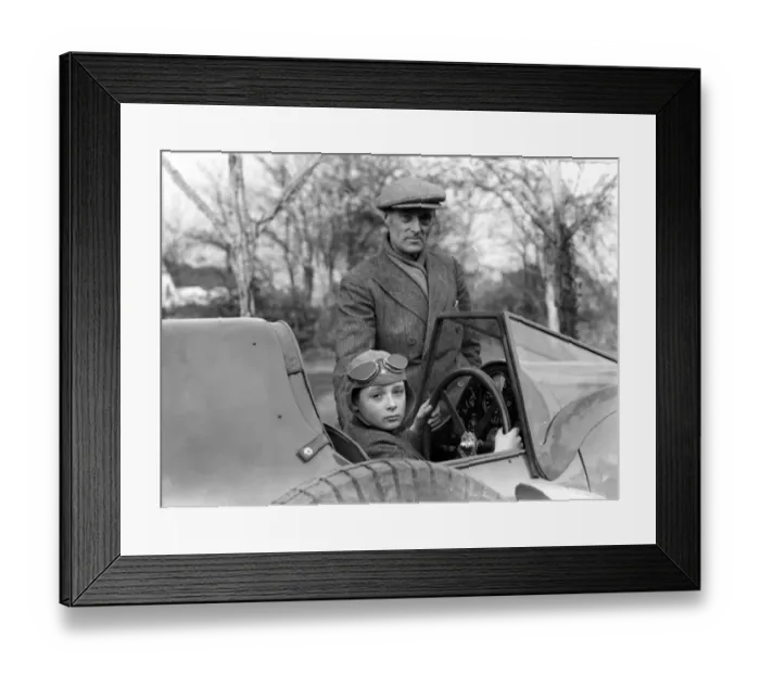 Framed Print : Sir Malcolm Campbell with his son Donald in the cockpit of his new Bluebird in 1933 Framed Print : Sir Malcolm Campbell with his son Donald in the cockpit of his new Bluebird in 1933