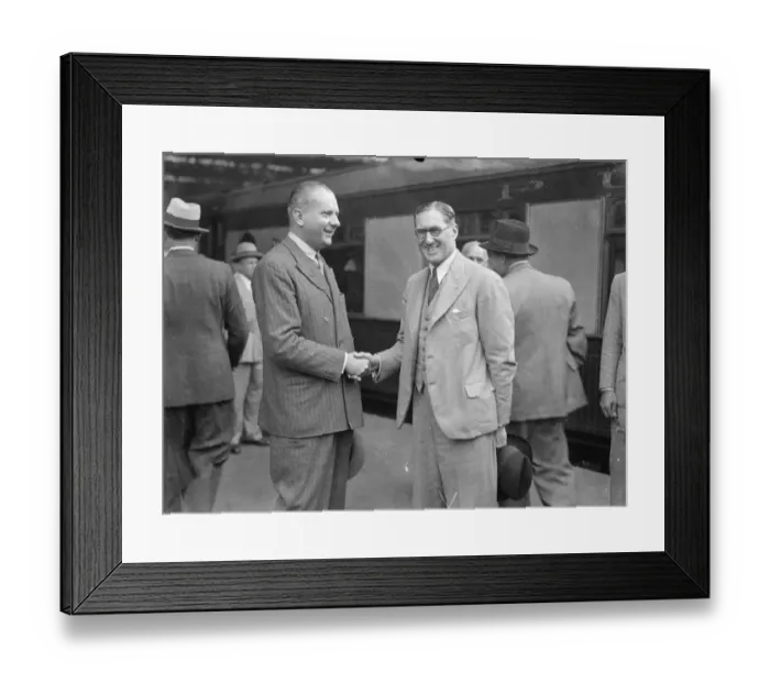 Framed Print : John Cobb Seen Off By Eyston When He Leaves For Attempt on Records. For British Framed Print : John Cobb Seen Off By Eyston When He Leaves For Attempt on Records. For British